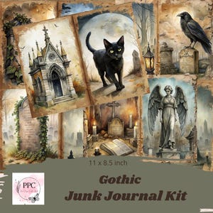 Gothic junk journal kit printable, Gothic junk journal, ephemera gothic for journaling, junk journal supplies