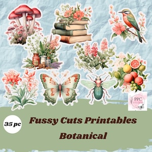 Botanical fussy cuts printables, Botanic ephemera for junk journal, junk journal supplies, scrapbooking, card making