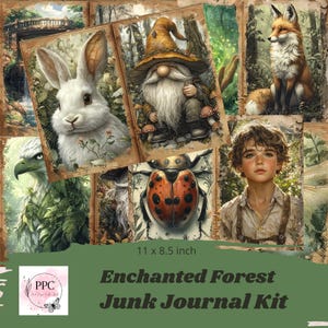 Druckbares Enchanted Forest Junk Journal Set, Forest Junk Journal, druckbares Enchanted Forest Ephemera, Junk Journal Supplies