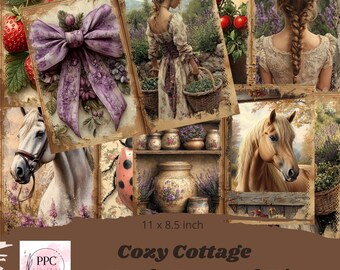 Cottage junk journal kit, Cottage junk journal, junk journal supplies, Digital download, printable journal