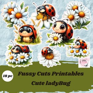 Adorables découpes imprimables de coccinelles, éphémères de coccinelles pour journal indésirable, fournitures de journal indésirable,