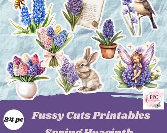 Spring hyacinth fussy cuts printables, Spring ephemera for junk journal, Junk journal supplies, Scrapbooking, Junk journal goodies