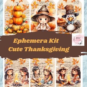 Thanksgiving ephemera kit printable, digital junk journal kit, digital ephemera for junk journal and scrapbooking, INSTANT DOWNLOAD,