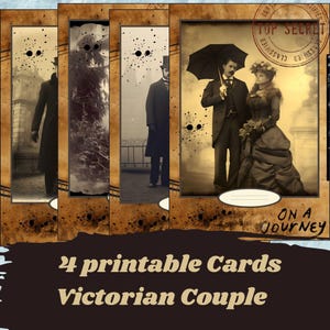 Afdrukbare Victoriaanse koppelkaarten, Junk Journal-kaarten, Junk Journal-benodigdheden, plakboeken, Junk Journal-goodies