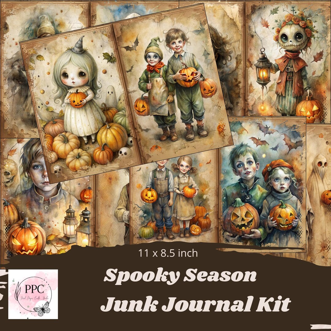 Vintage Halloween Junk Journal Kit, Junk Journal Supplies, Digital ...