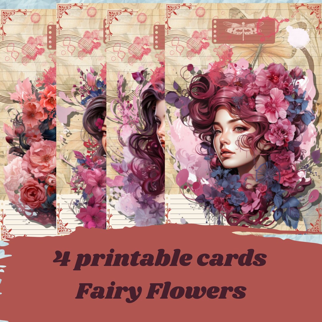 Flower Fairy Printable Cards, Digital Cards, Junk Journal Cards ...