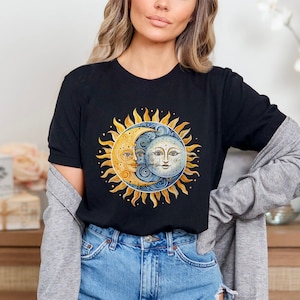 Moon And Sun Shirt, Celestial Sun and Moon, Boho Shirt, Celestial Moon Shirt, Spiritual T-Shirt, Mystical shirt, Hippie Shirt