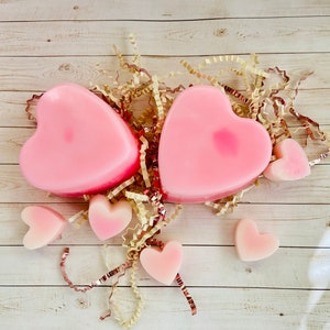 Scented Heart Soap, Hand Made Heart Soap Gift, Cinnamon Scented Bath and Body Bar, Vanilla Scented Heart Soap, Valentine Soap
