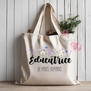 Reusable bag - floral mini humans educator - gift idea for educator