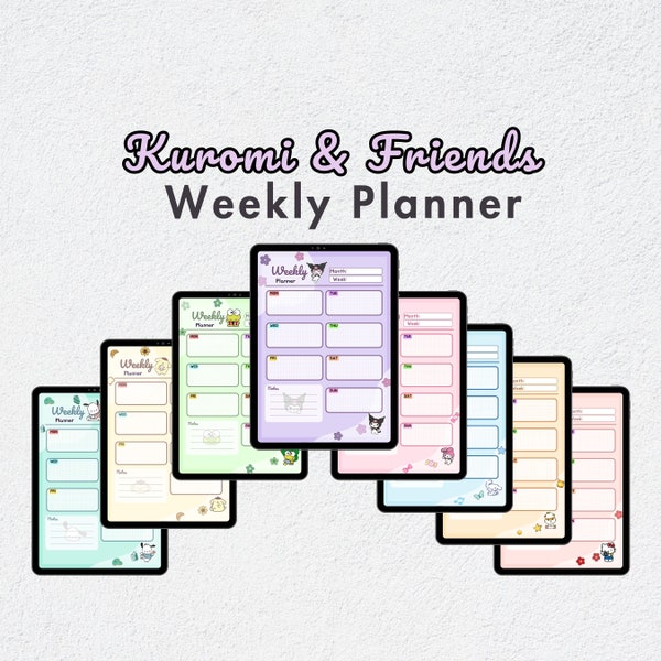 Cute & Adorable Fictional Characters Undated Digital Weekly Planner /Kawaii Colorful Designs A4 A5 US Letter Size Printable Planner Template