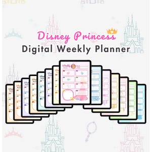 Planificador semanal digital de princesas de cuentos de hadas mágicos/ Diseños kawaii coloridos, encantadores y elegantes, planificador imprimible tamaño A4/A5 (carta de EE. UU.)