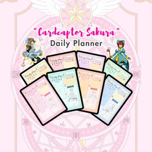 Kawaii Anime Sakura Cardcaptor Digitaler Stundenplaner / Tagesplaner mit Bunten Designs A4 A5 US Letter Size Druckbare Planervorlage