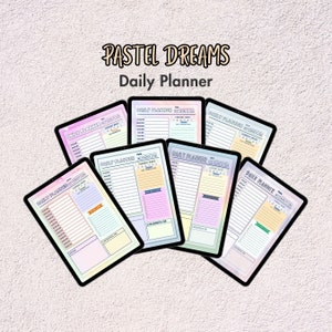 Pastel Kawaii Hourly Daily Planner, Work Daily Tasks Planner Life Planner/ A4 A5 US Letter Size Printable Digital Planner Template
