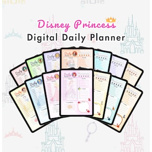 Planificador diario digital por horas de princesas mágicas de cuentos de hadas/ Diseños kawaii bonitos y elegantes, planificador imprimible tamaño A4/A5 (carta de EE. UU.)