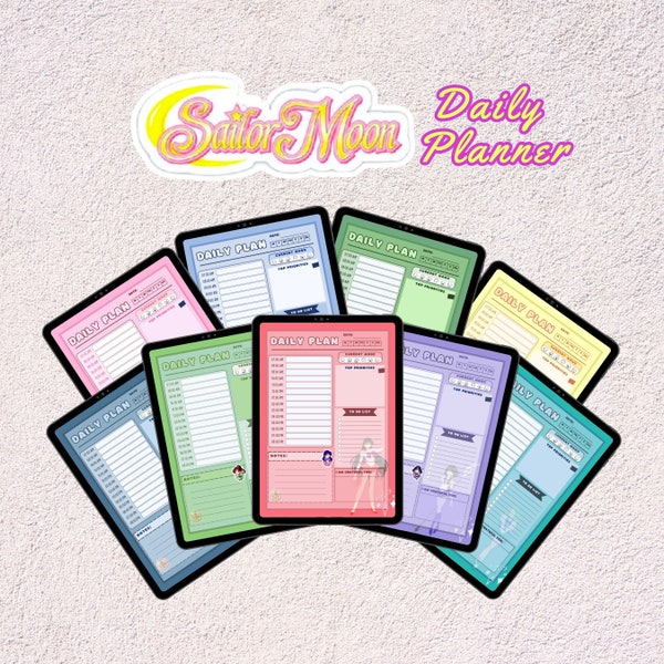 Sailor Scouts Anime Cute Digital Hourly Daily Planner / Kawaii Colorful Designs A4 A5 US Letter Size Printable Digital Planner Template