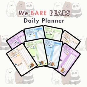 Cartoon Animation Inspired Digital Daily Planner from We Bare Bears / Minimalist Design A4 A5 US Size Printable Digital Planner Template