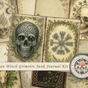 Junk Journal Kit | Pagan Witch Grimoire | Printable Spell Pages | Digital Witchcraft Paper | Book of Shadows Kit | Magic Scrapbook