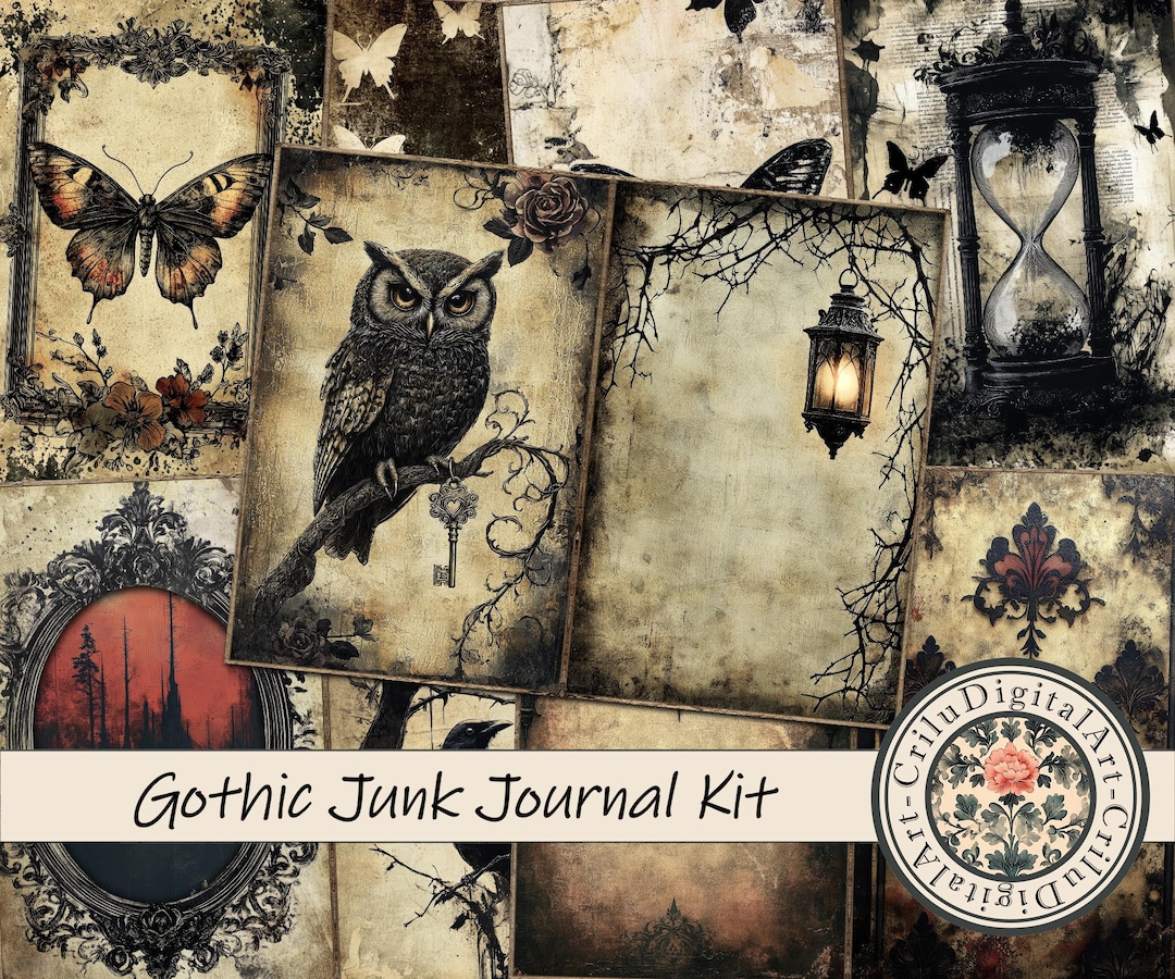 Gothic Junk Journal Kit Vintage Printable Ephemera Pages Dark Academia ...