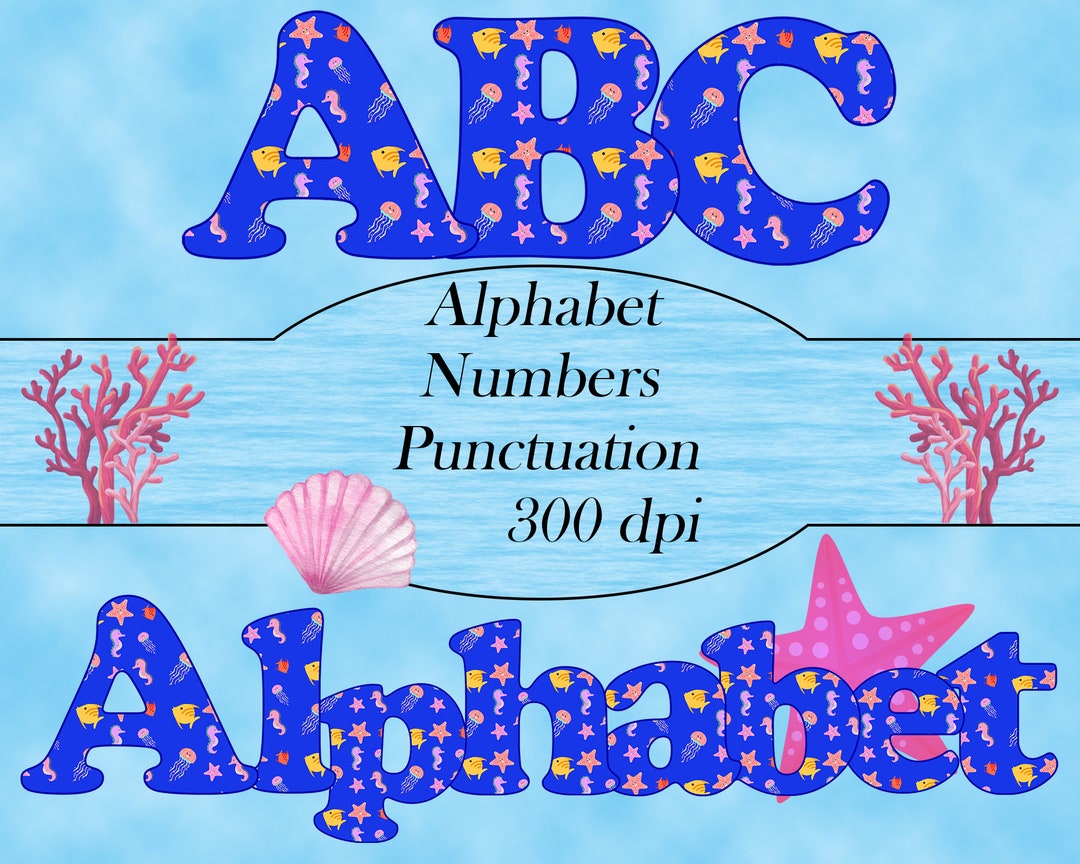 Oceanthemed Alphabet PNG Letters Design School Png Bundle Etsy