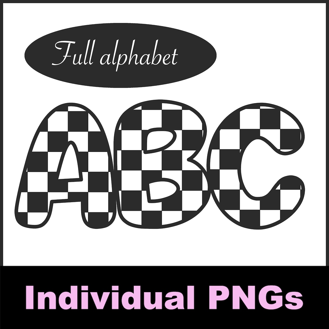 Checkered Alphabet Letters and Numbers Classroom Decor Sublimation