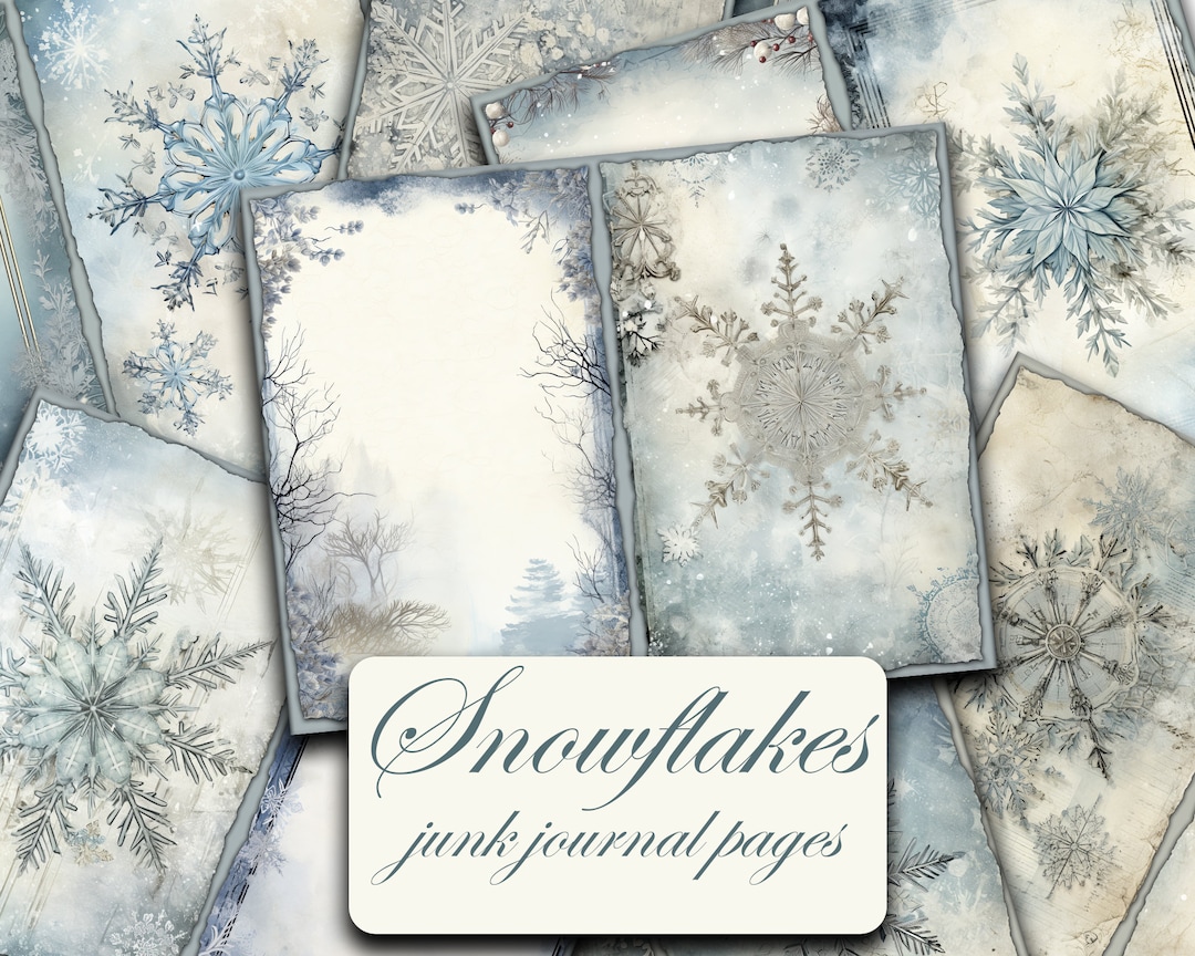 Snowflake Junk Journal Pages, Winter Printable Paper (digital Download ...