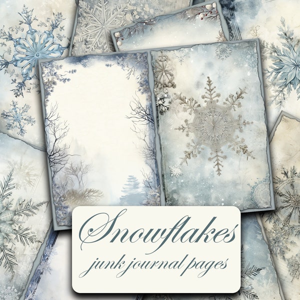 Winter Christmas Junk Journal Pages, Snowy Printable, Digital Scrapbook Paper Kit, Festive Collage Sheet, Winter Solstice, Holiday Download