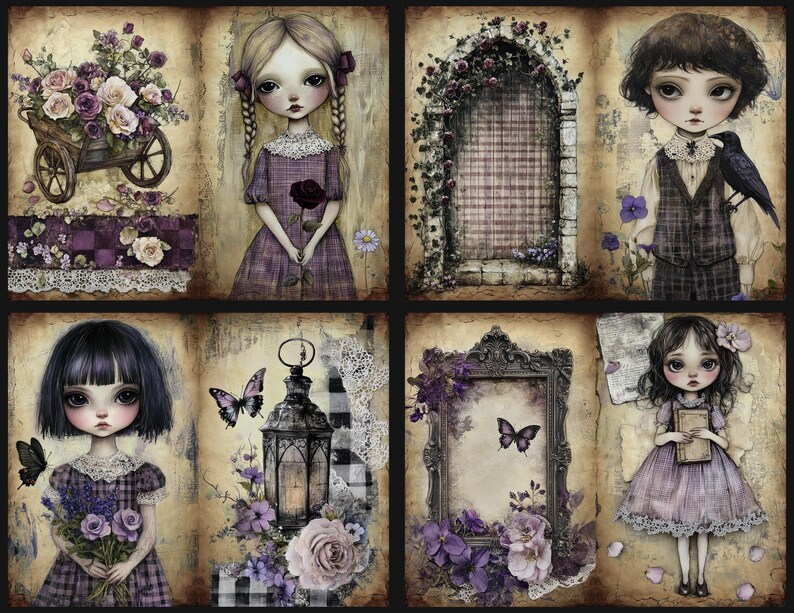 Gothic Spring Junk Journal Pages | Vintage Floral Printable Kit | Dark ...