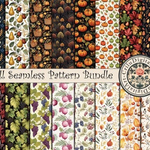 Herbst-Muster-Bundle: Herbst-Kürbis-Digitalpapier (JPG, 30x30cm)