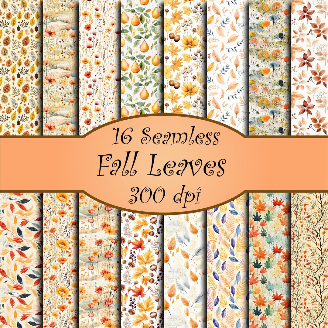 Watercolor Autumn Cooper Boho Seamless Leaves - Fall Digital Pattern ...