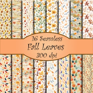 Acuarela Otoño Cooper boho hojas sin costuras - patrón digital de otoño para el tema de acción de gracias - uso comercial