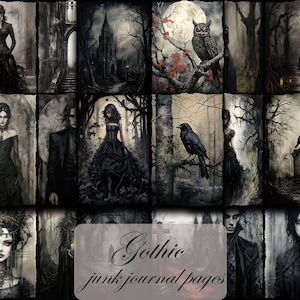 Gothic junk journal printable,witchy journal pages, Dark fantasy journal pages,grimoire journal kit
