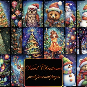 Kit De Papel Para Diario Basura De Navidad Vivid, Imprimibles, Diario Digital, Páginas De Diario Basura, Hojas De Collage, Álbum De Recortes, Bricolaje, Manualidades