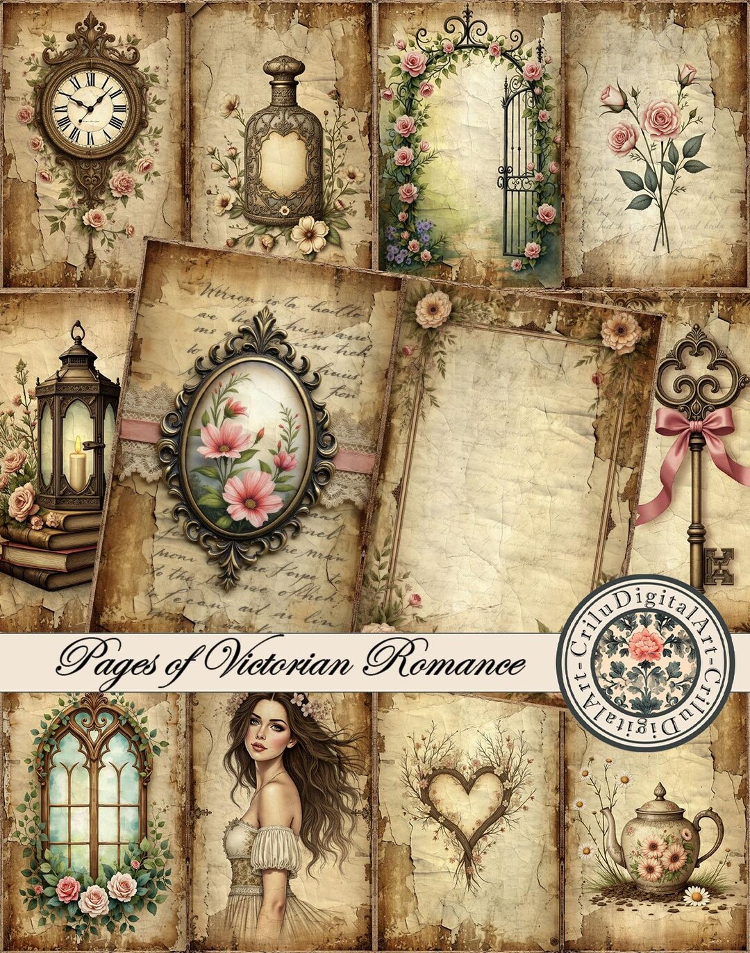 Victorian Vintage Junk Journal Pages Printable Kit for Scrapbooking ...