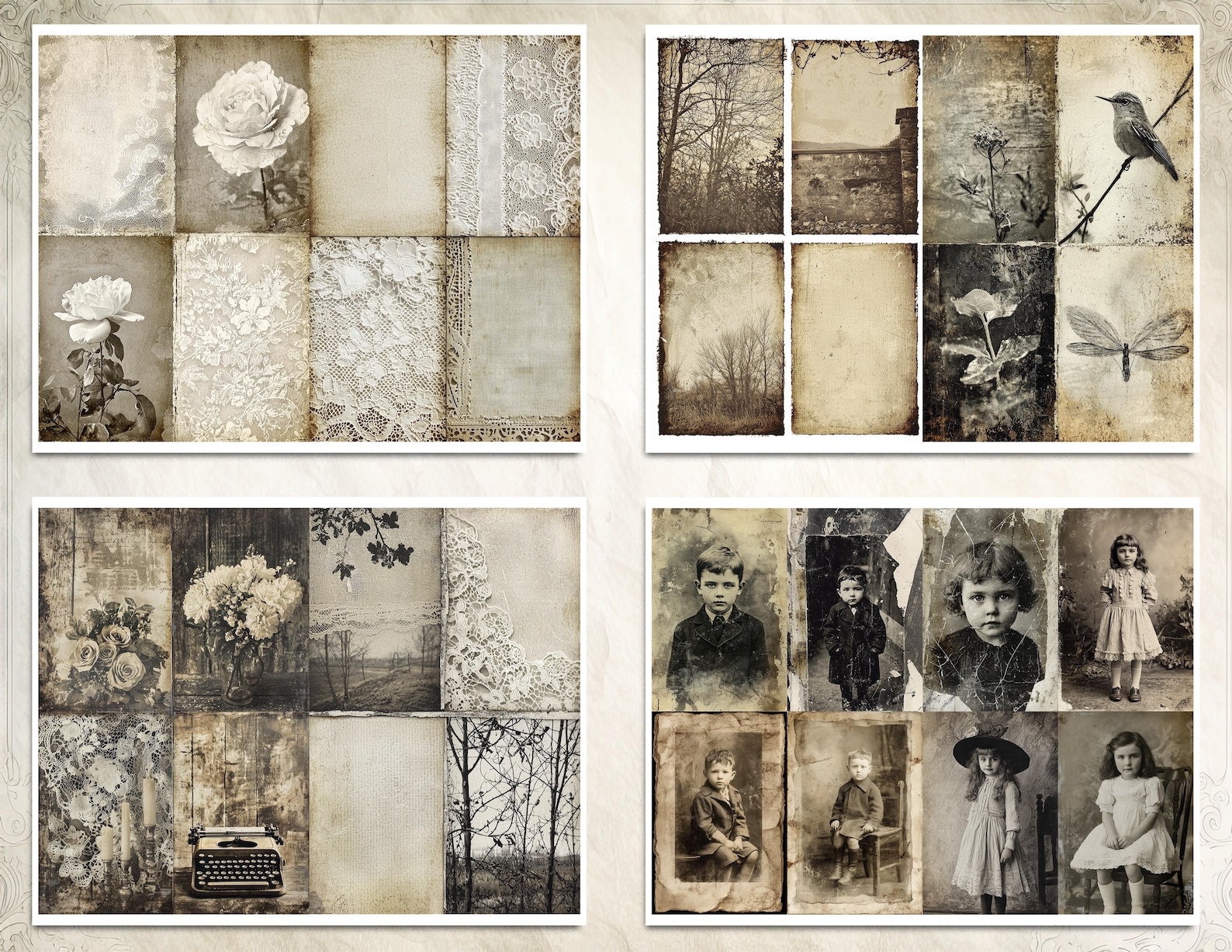 Victorian Junk Journal Ephemera Pack – Old Photos & Vintage Lace ...