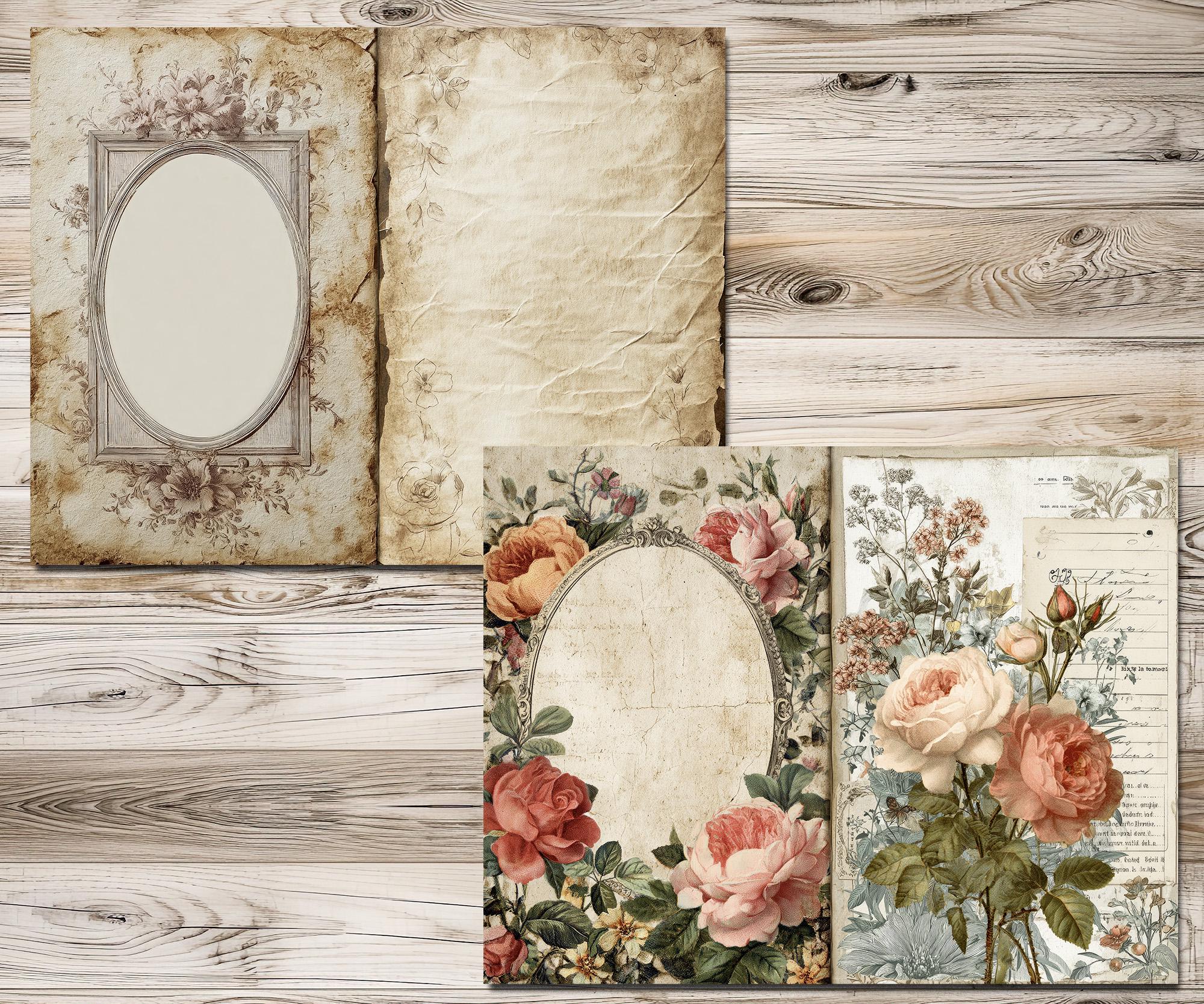 Shabby Chic Vintage Junk Journal Kit Printable With Rose Ephemera Lace ...