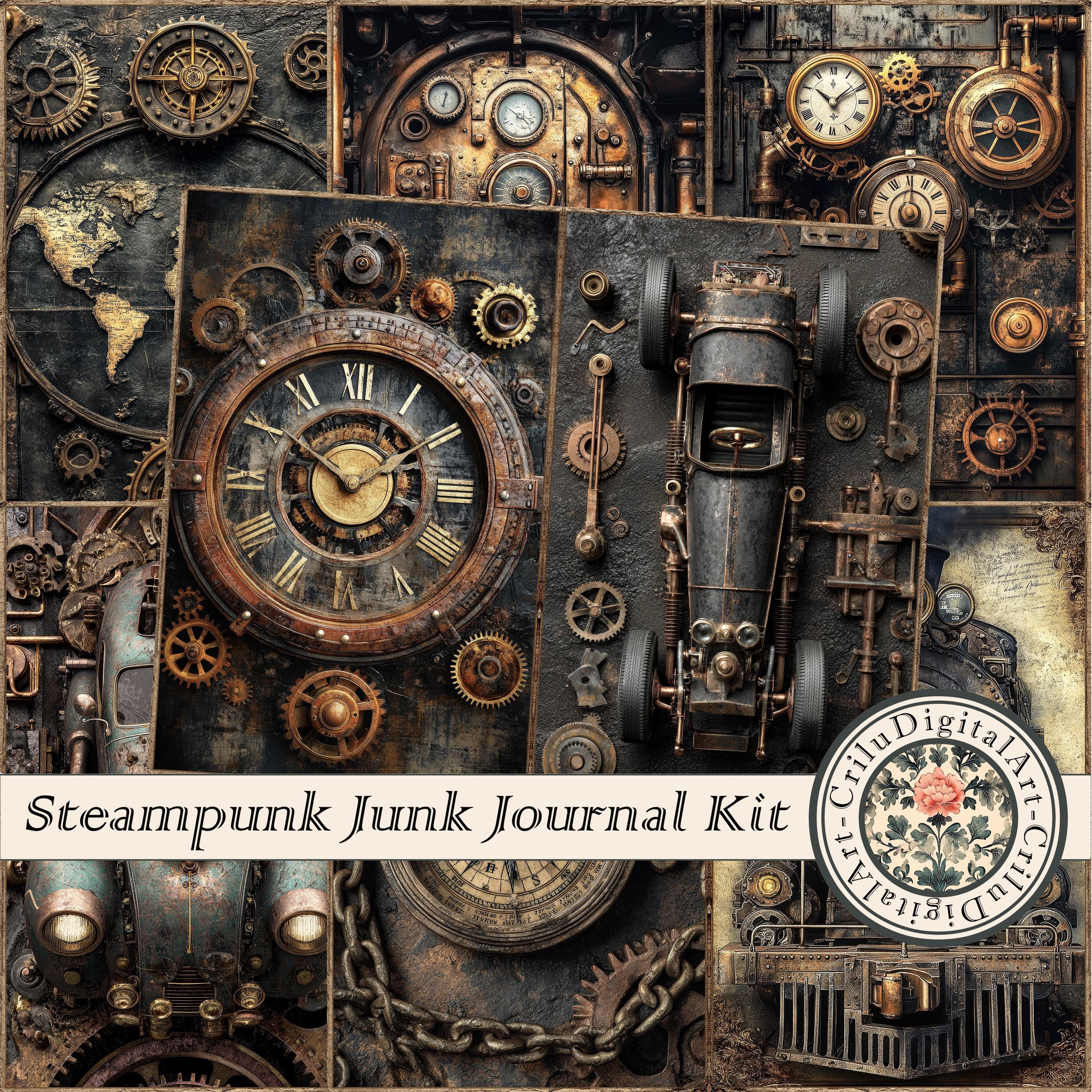 Steampunk Junk Journal Kit Digital Industrial Scrapbook Background ...