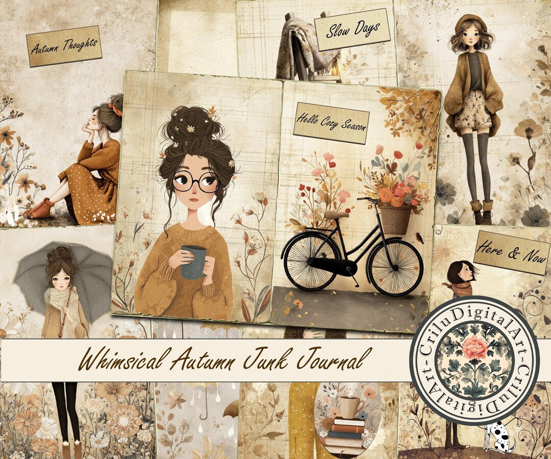 Whimsical Autumn Junk Journal Kit Printable Vintage Fall Ephemera ...
