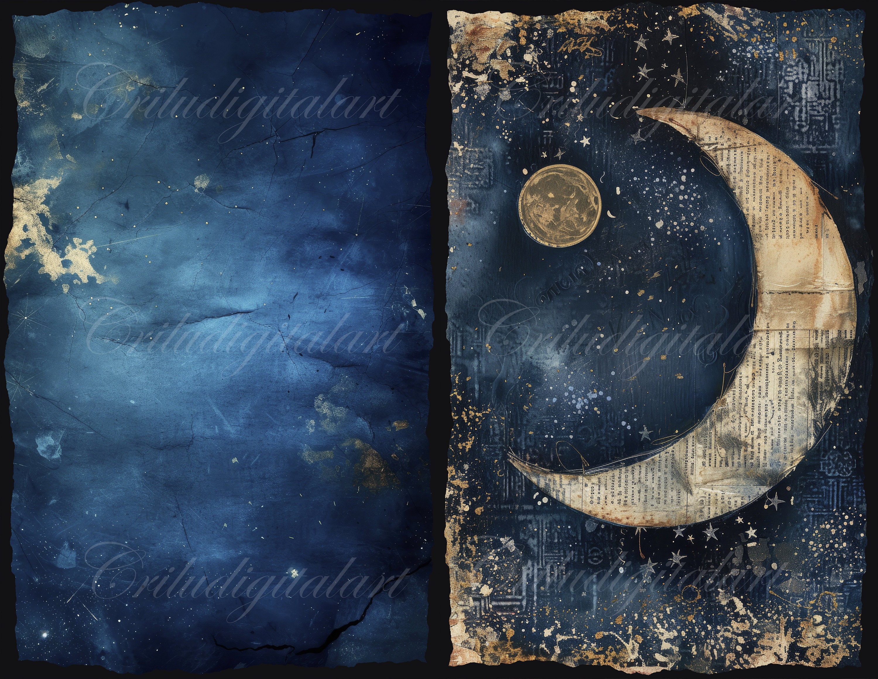 Celestial Moon Junk Journal Pages: Mystical Night Sky Ephemera (digital ...