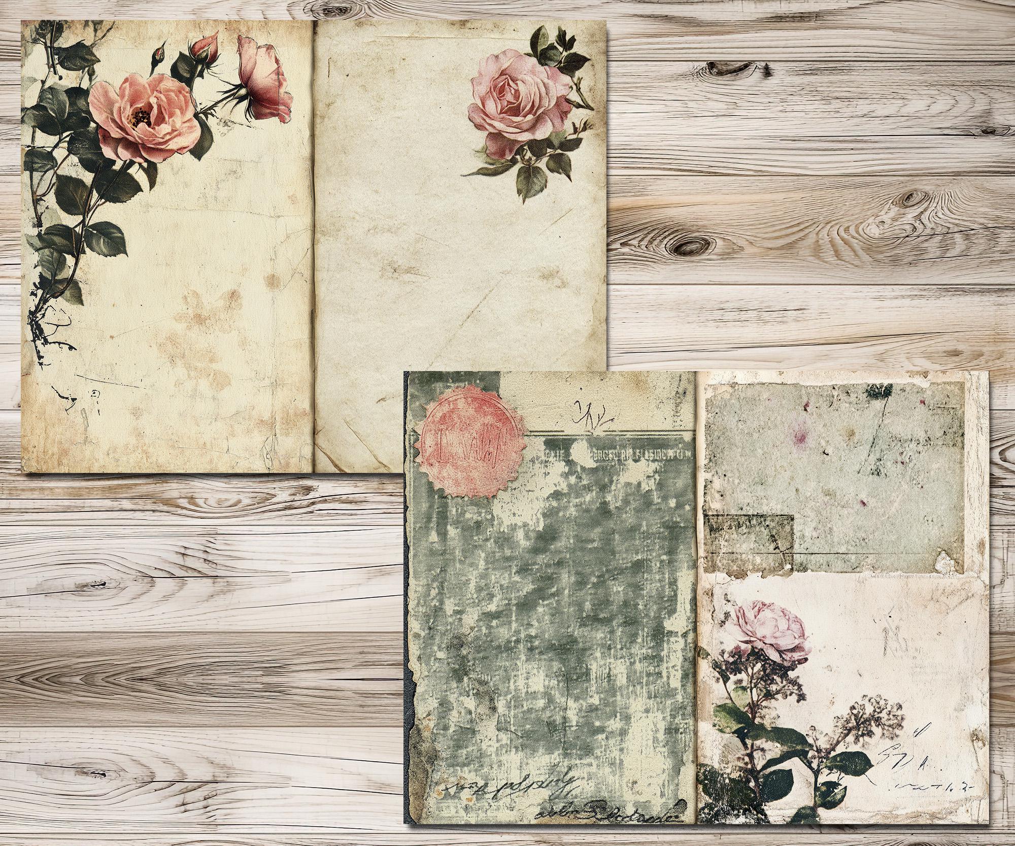 Shabby Chic Vintage Junk Journal Kit Printable With Rose Ephemera Lace ...