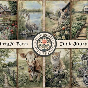 Vintage Farm Junk Journal Page,Country Life Digital Kit,Countryside Cottage Paper,Farming Scrapbooking Embellishments,Nature Printable Sheet