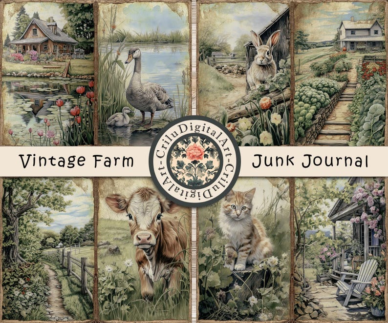Vintage Farm Junk Journal Pages: Country Cottage Printable Kit (digital ...