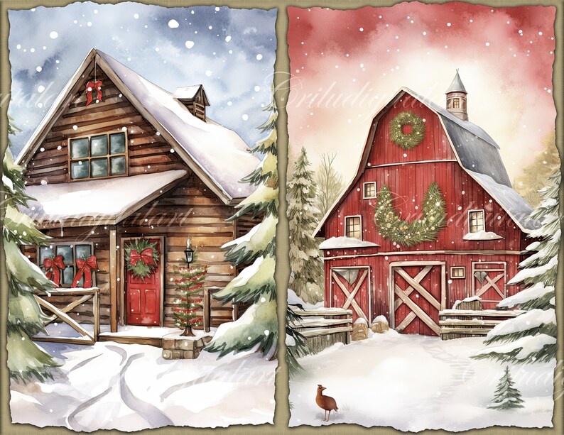 Red Pickup Truck Vintage Christmas Keepsake Album ,red Barn for Xmas ...