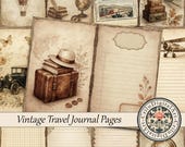Travel Journal Printable Pages for Travelers Notebook & Travel Scrapbook, Vintage Junk Journal Pages, Lined Journal Kit and Journal Inserts