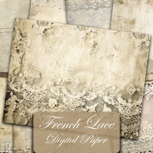 Shabby Chic Spitze Hintergrund, Rustikale Digitales Papier, Romantische Spitze, Stoff Kulisse, Vintage Grunge Papier