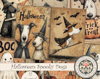Whimsical Halloween Junk Journal Pages With Vintage Grunge Backgrounds and Printable Spooky Scrapbook Paper for Creative Journaling