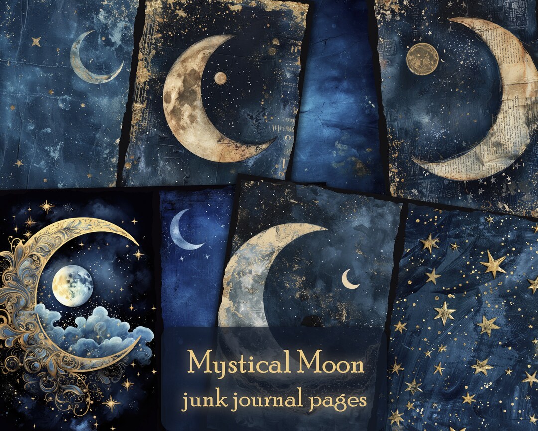 Celestial Moon Junk Journal Pages: Mystical Night Sky Ephemera (digital ...