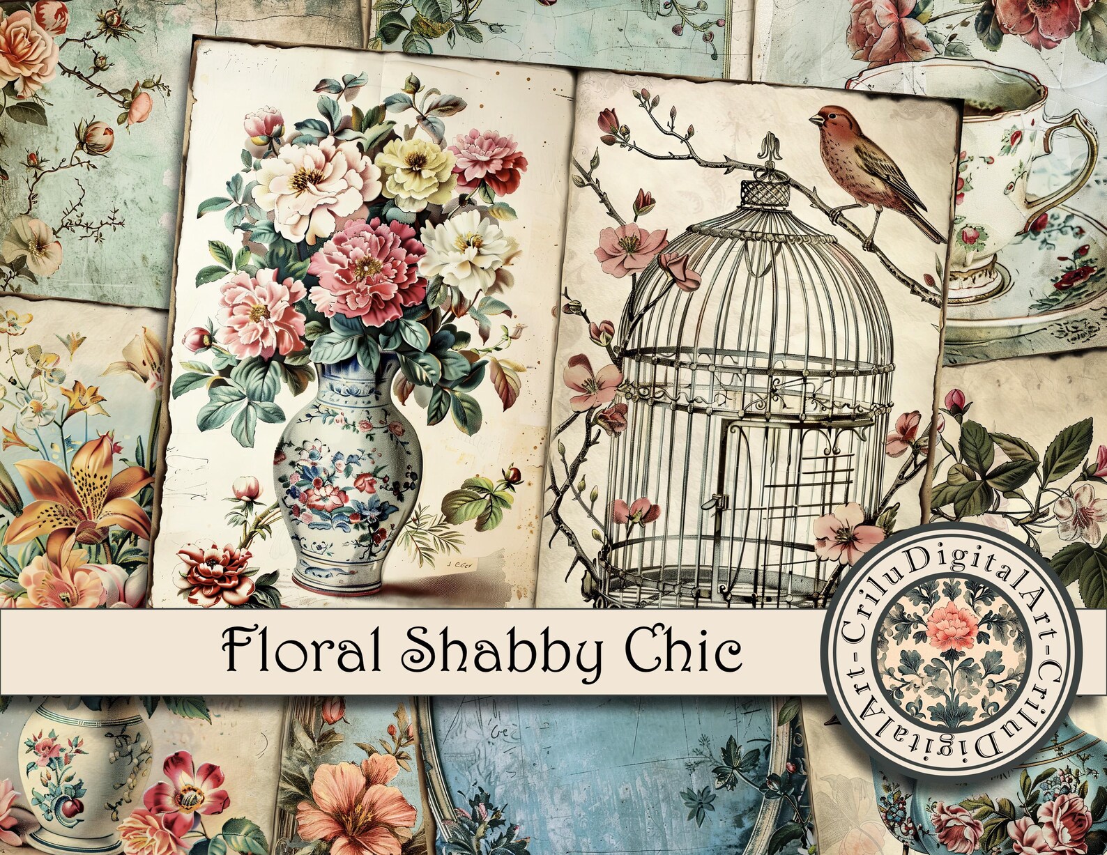 Shabby Chic Junk Journal Pages, Victorian Ephemera (digital Download ...
