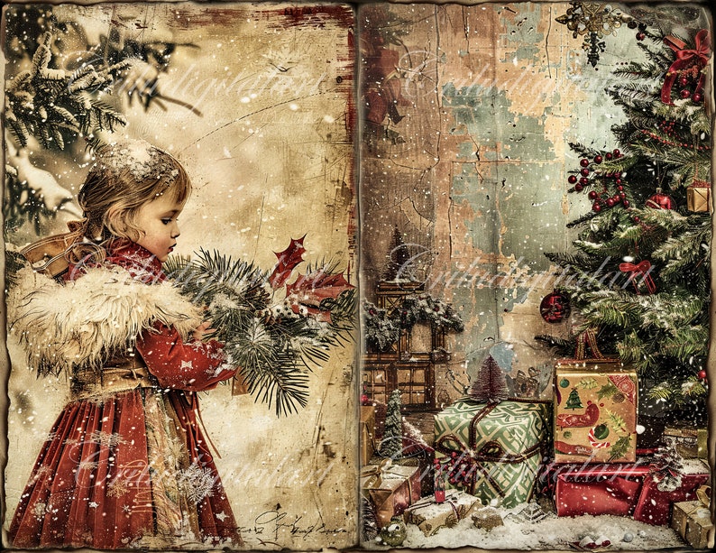 Vintage Christmas Junk Journal Kit, Holiday Ephemera (digital Download ...