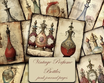 Victorian Perfume Bottles Junk Journal Pages: Antique Scent Ephemera (Digital Download)