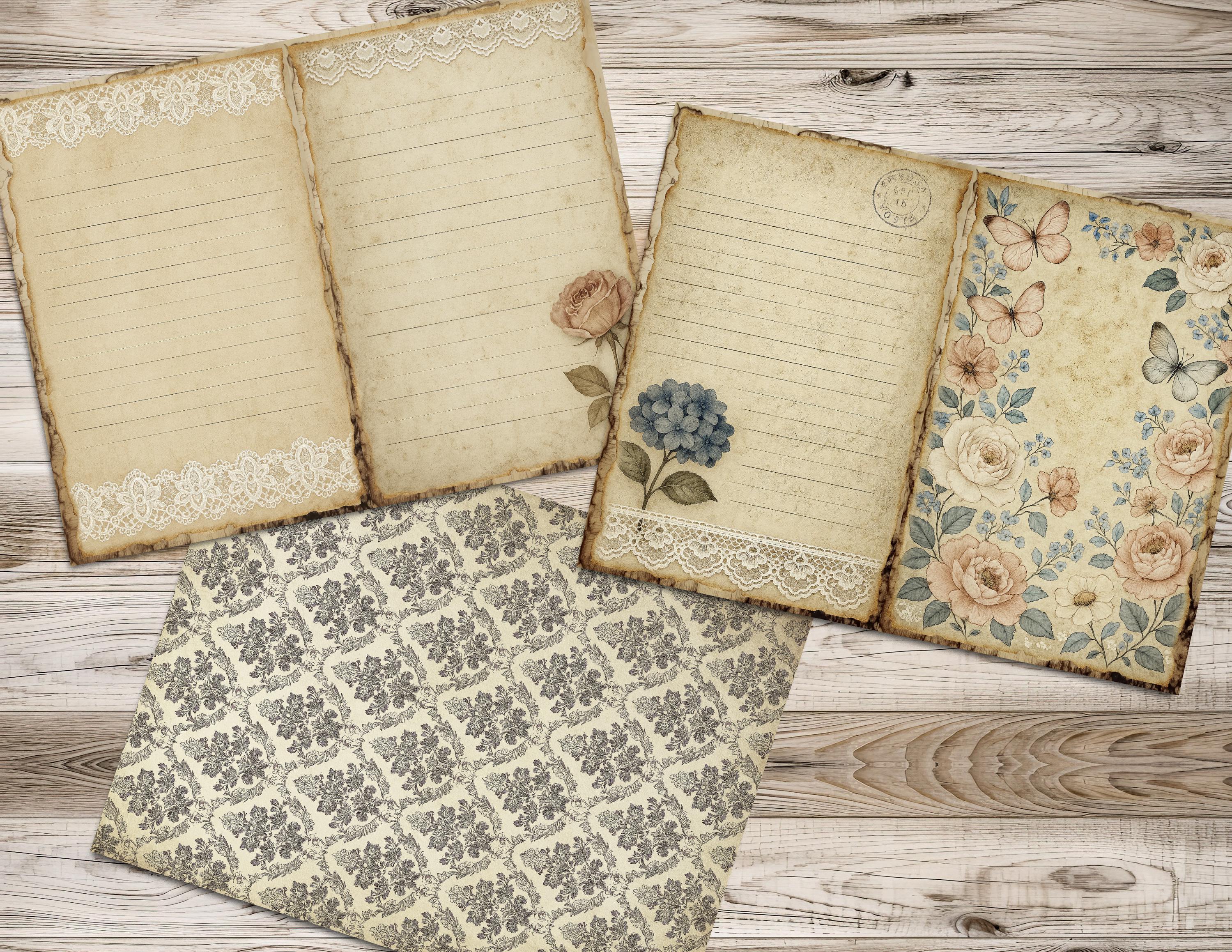 Romantic Junk Journal Kit, Shabby Chic Digital Paper, Vintage Floral ...